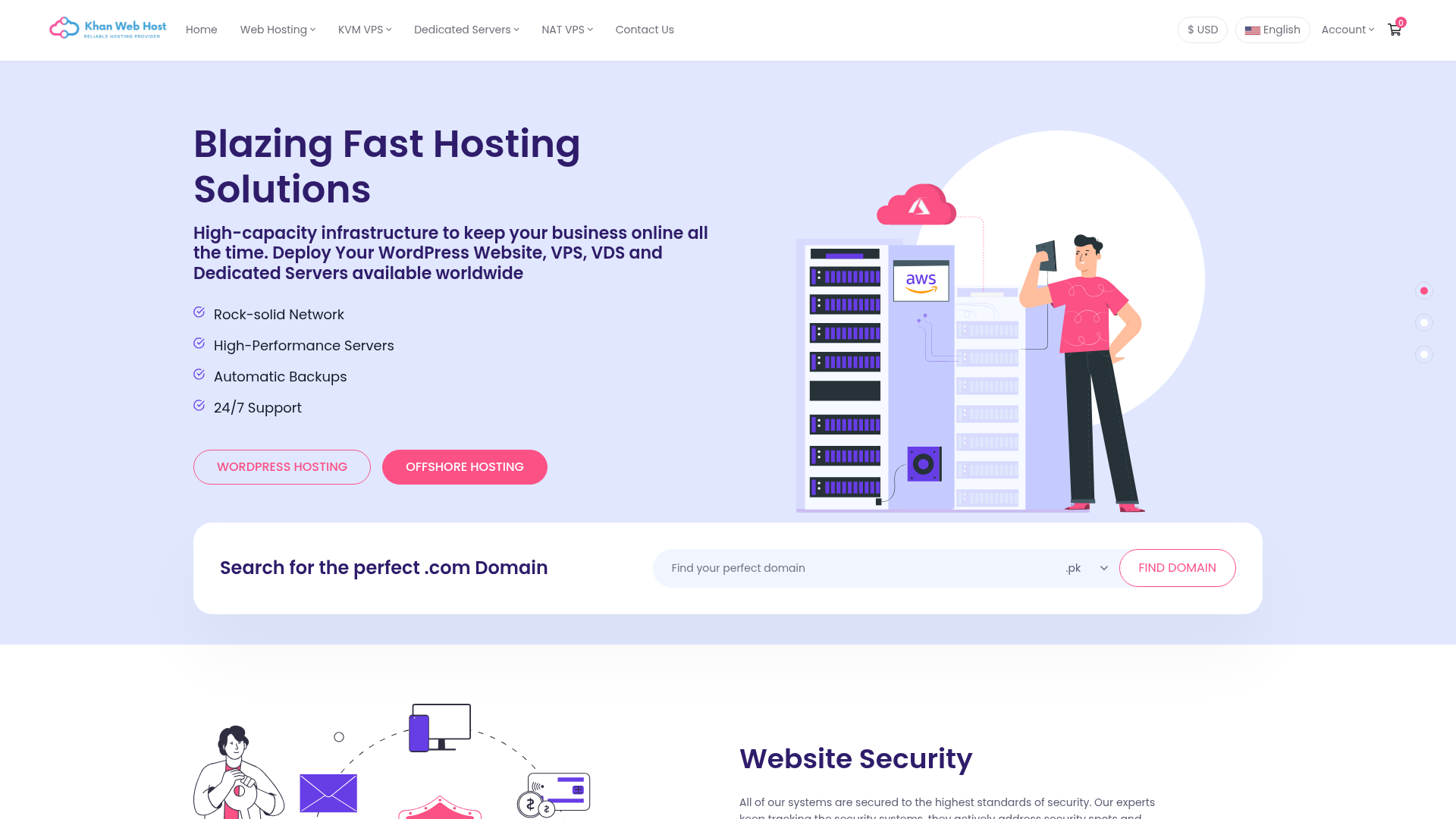 KhanWebHost homepage screenshot