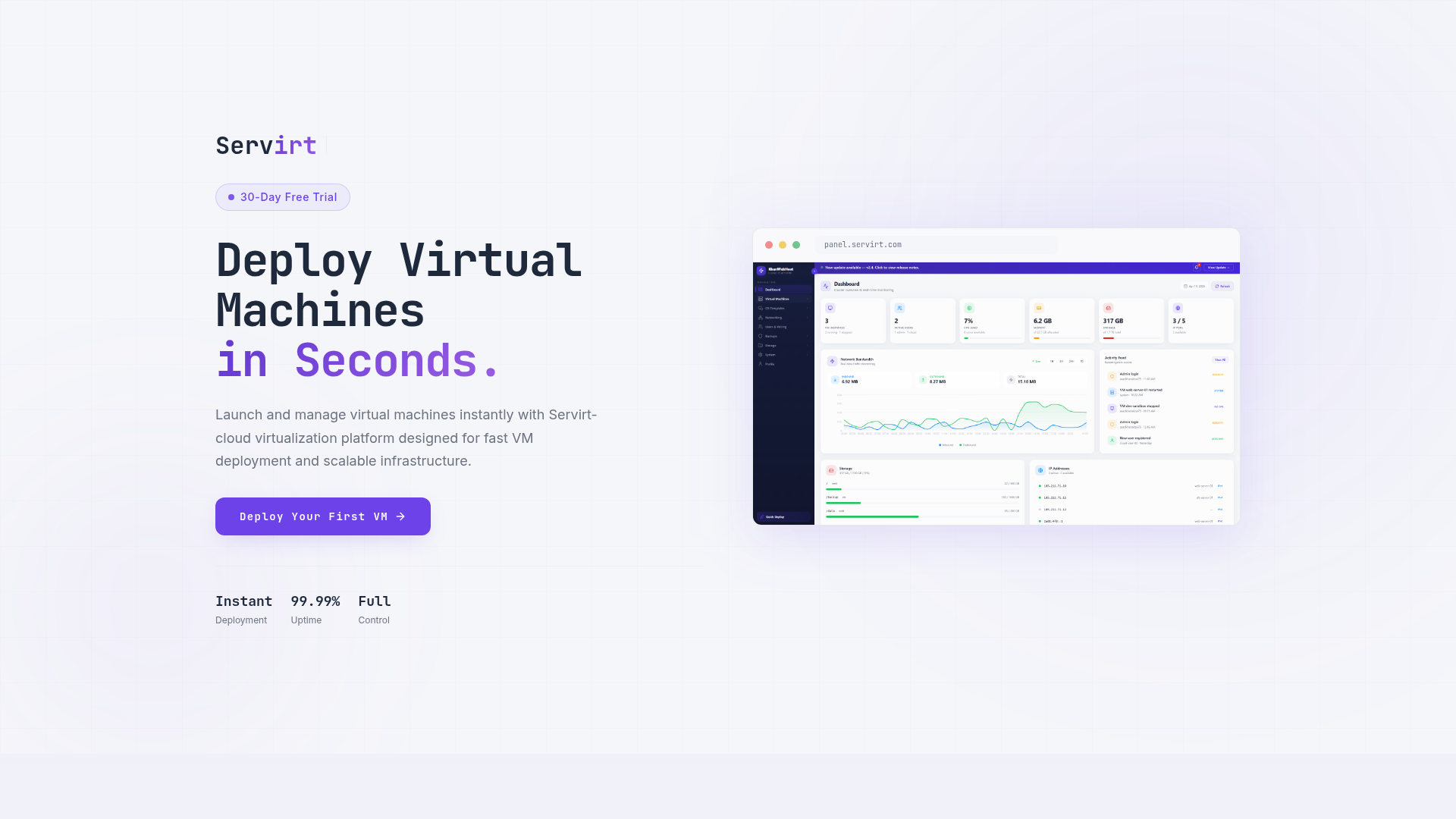 Servirt homepage screenshot